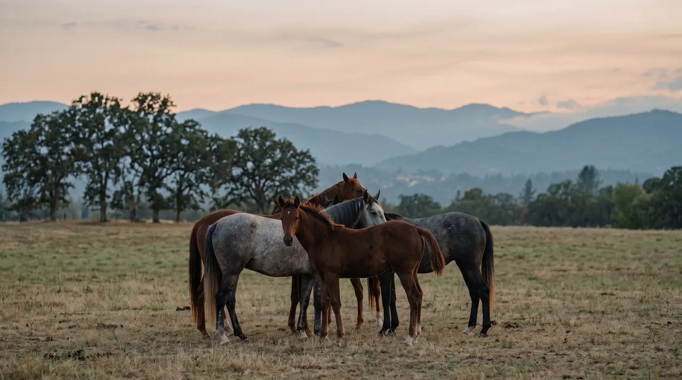 Chevaux en liberté, Febus King Ranch, Ain